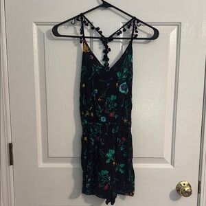 Floral Black Romper